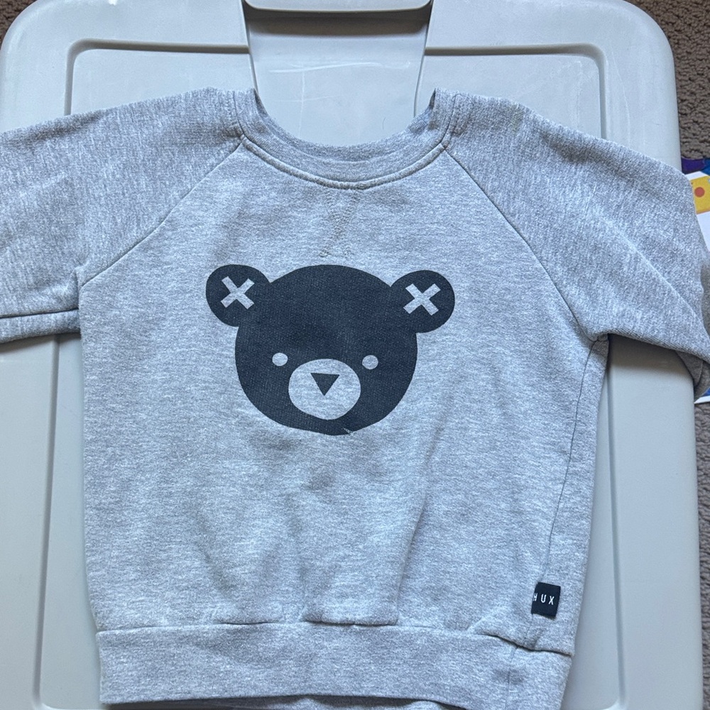 Huxbaby Gray Bear Face Kids Sweatshirt